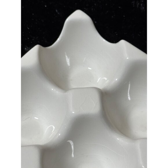 Ceramic 12-Slot Egg Holder Tray White Glossy Finish - Picture 4 of 6